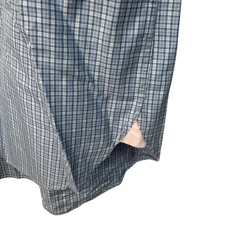 Thomas Pink Blue Check Shirt 17 Cotton Tailored Fit Button Front Businesscore